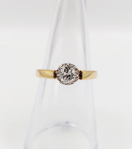 Bague 52 Bague solitaire en or 18k, platine et diamant taille ancienne 58 Facettes A07418