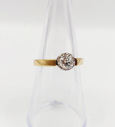 Bague 52 Bague solitaire en or 18k, platine et diamant taille ancienne 58 Facettes A07418