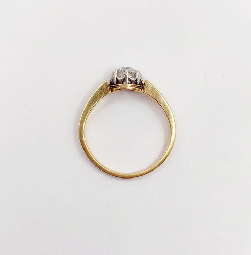 Bague 52 Bague solitaire en or 18k, platine et diamant taille ancienne 58 Facettes A07418