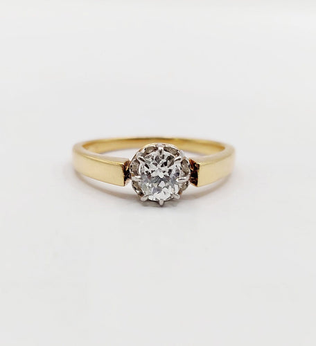 Bague 52 Bague solitaire en or 18k, platine et diamant taille ancienne 58 Facettes A07418
