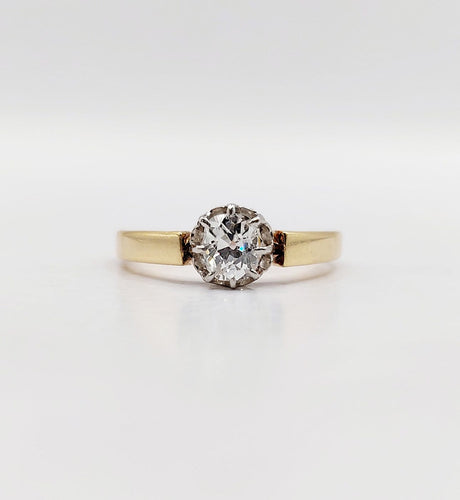 Bague 52 Bague solitaire en or 18k, platine et diamant taille ancienne 58 Facettes A07418
