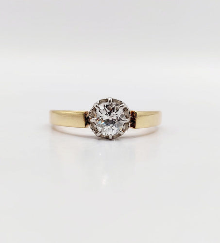 Bague 52 Bague solitaire en or 18k, platine et diamant taille ancienne 58 Facettes A07418