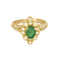 Bague marguerite en or jaune 18K, émeraude et diamants