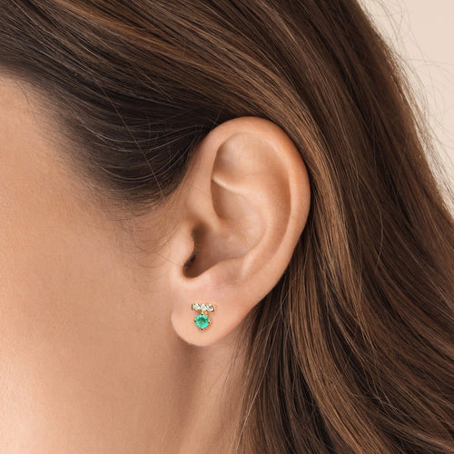 Boucles d'oreilles AITCHES Single Tulip - Boucles d'oreilles en or 18 carats, émeraudes et diamants 58 Facettes GER1015GN