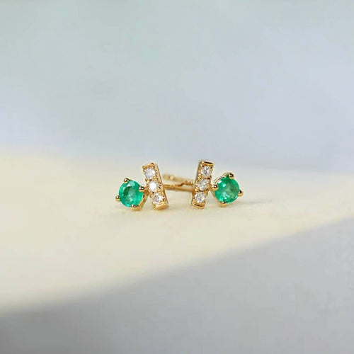 Boucles d'oreilles AITCHES Single Tulip - Boucles d'oreilles en or 18 carats, émeraudes et diamants 58 Facettes GER1015GN
