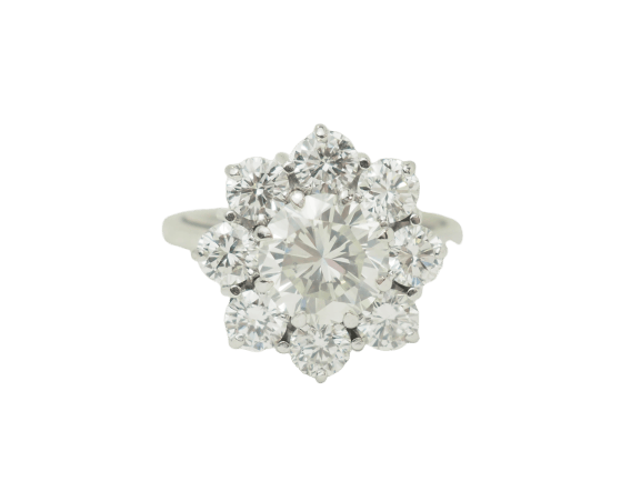 Bague 54 Bague marguerite ancienne en or blanc et diamants 58 Facettes 33796