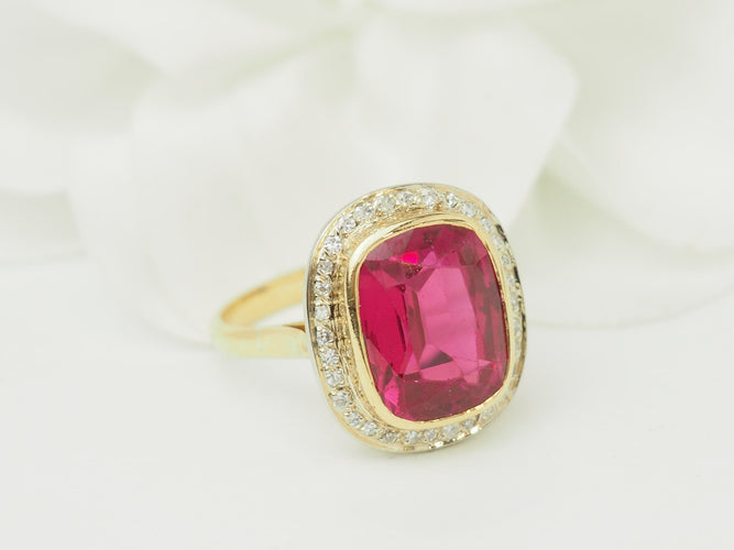 Bague 55 Bague Art nouveau en or jaune, rubis de Verneuil et diamants 58 Facettes 33793