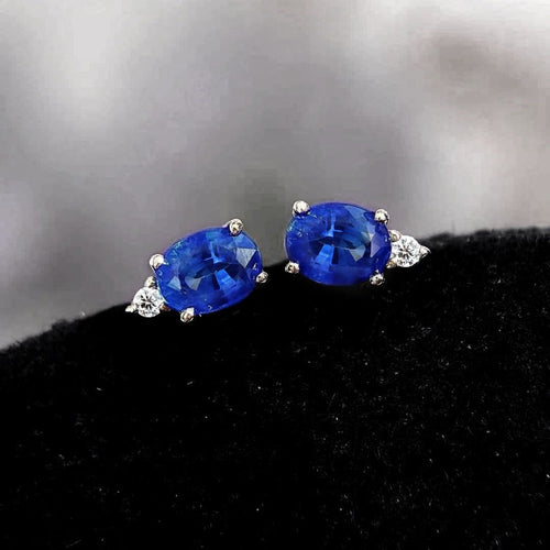 Boucles d'oreilles Aitches Single Tulip - Boucles d'oreilles en or blanc, saphirs et diamants 58 Facettes GER1347BL