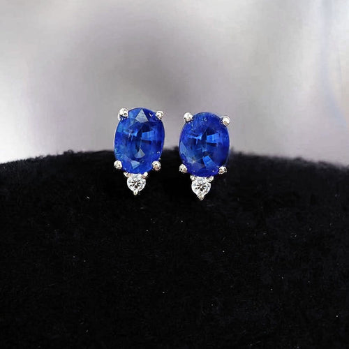 Boucles d'oreilles Aitches Single Tulip - Boucles d'oreilles en or blanc, saphirs et diamants 58 Facettes GER1347BL