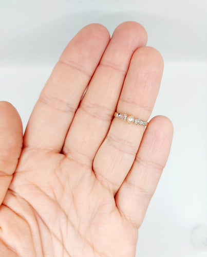 Bague 50.5 Bague antique en or rose 18k, platine, perle et diamants 58 Facettes A07421