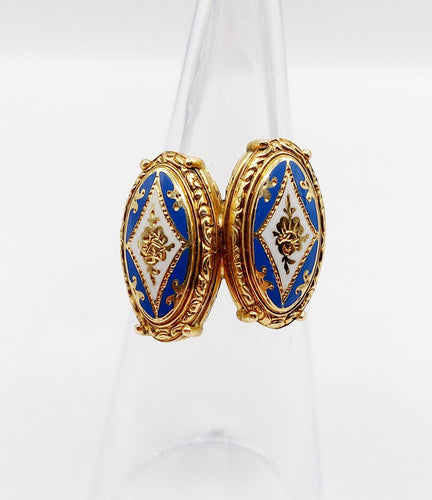 Bague 49.5 Bague chevalière victorienne en or 18K, fleurs et émail 58 Facettes A07423