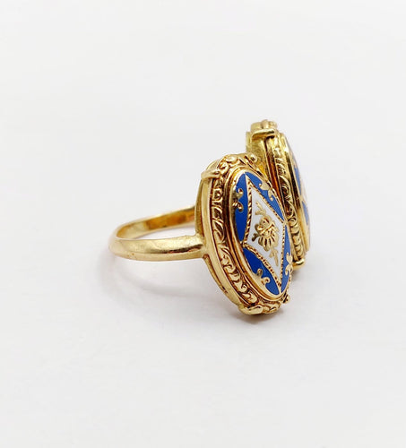 Bague 49.5 Bague chevalière victorienne en or 18K, fleurs et émail 58 Facettes A07423