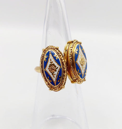 Bague 49.5 Bague chevalière victorienne en or 18K, fleurs et émail 58 Facettes A07423