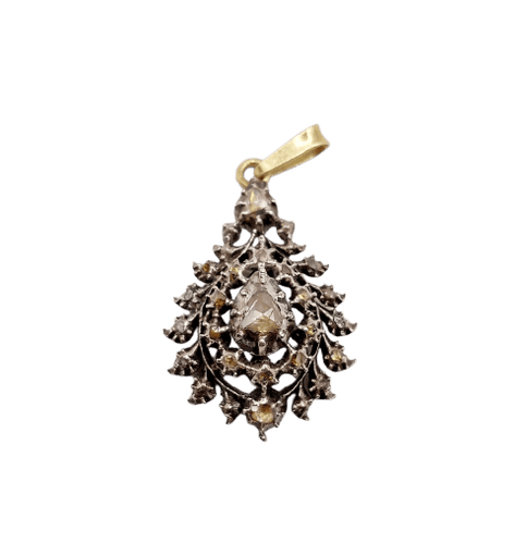 Victorien - Pendentif en argent et or 18k, diamants taille rose