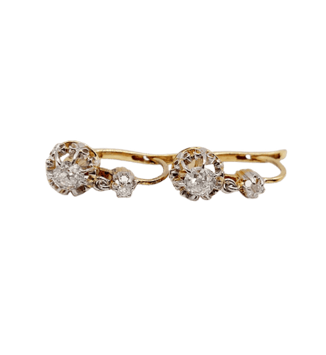 Dormeuses antiques en or 18K, platine et diamants