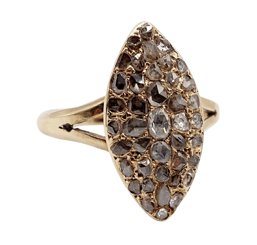 Bague 56 Bague marquise victorienne en or 18k et diamants taille rose 58 Facettes A07428