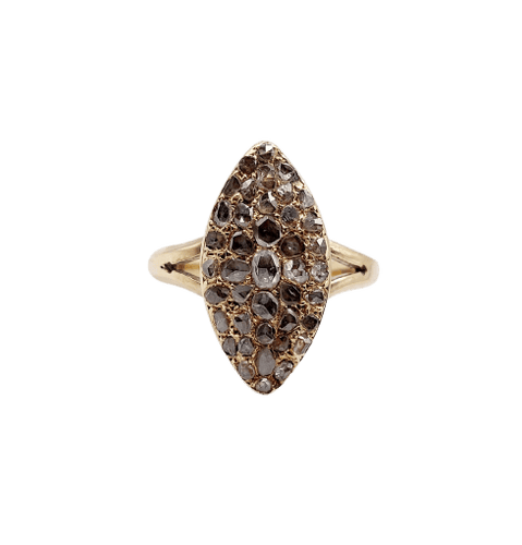 Bague 56 Bague marquise victorienne en or 18k et diamants taille rose 58 Facettes A07428