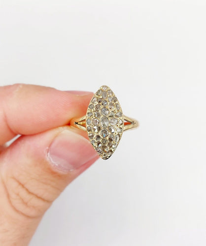 Bague 56 Bague marquise victorienne en or 18k et diamants taille rose 58 Facettes A07428