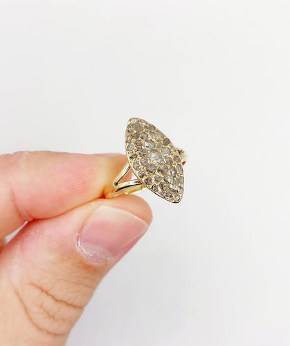 Bague 56 Bague marquise victorienne en or 18k et diamants taille rose 58 Facettes A07428