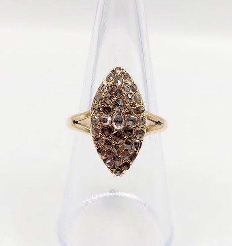 Bague 56 Bague marquise victorienne en or 18k et diamants taille rose 58 Facettes A07428