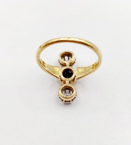 Bague 55.5 Bague marquise antique en or 18K, saphir et diamants 58 Facettes A07429
