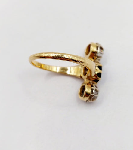 Bague 55.5 Bague marquise antique en or 18K, saphir et diamants 58 Facettes A07429