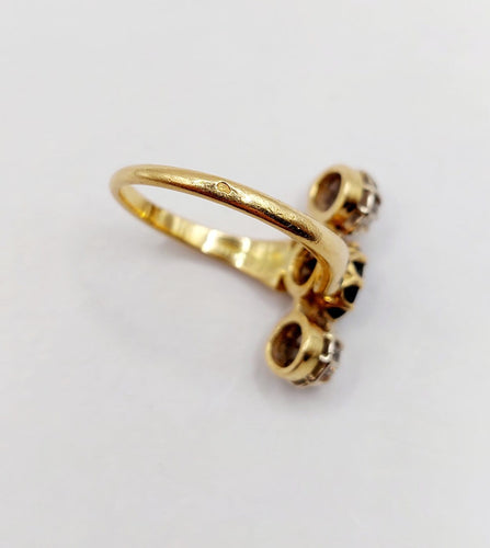 Bague 55.5 Bague marquise antique en or 18K, saphir et diamants 58 Facettes A07429
