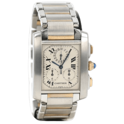 Montre Cartier Tank Française - Montre en or jaune, acier et diamants 58 Facettes MT46799