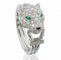 Bague 53 Cartier Panthère - Bague en or gris, diamants, émeraudes et onyx 58 Facettes jnci105