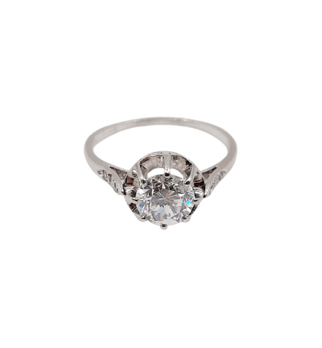 Bague 54 Bague solitaire Art déco en platine et diamant 1,05 carat 58 Facettes A07430