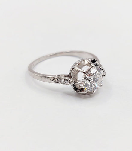 Bague 54 Bague solitaire Art déco en platine et diamant 1,05 carat 58 Facettes A07430