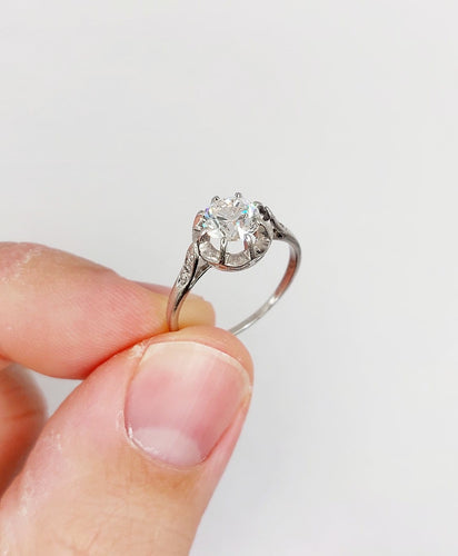 Bague 54 Bague solitaire Art déco en platine et diamant 1,05 carat 58 Facettes A07430