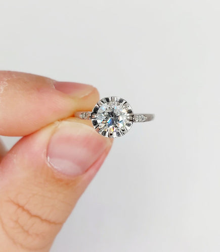 Bague 54 Bague solitaire Art déco en platine et diamant 1,05 carat 58 Facettes A07430