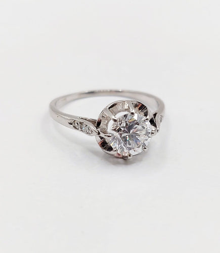 Bague 54 Bague solitaire Art déco en platine et diamant 1,05 carat 58 Facettes A07430