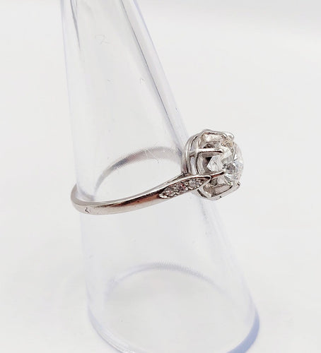 Bague 54 Bague solitaire Art déco en platine et diamant 1,05 carat 58 Facettes A07430
