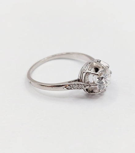 Bague 54 Bague solitaire Art déco en platine et diamant 1,05 carat 58 Facettes A07430