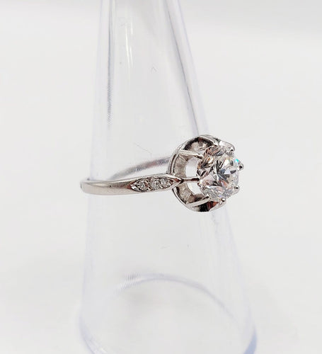 Bague 54 Bague solitaire Art déco en platine et diamant 1,05 carat 58 Facettes A07430