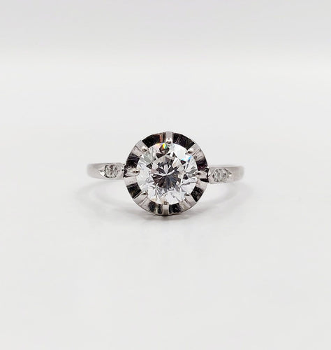 Bague 54 Bague solitaire Art déco en platine et diamant 1,05 carat 58 Facettes A07430