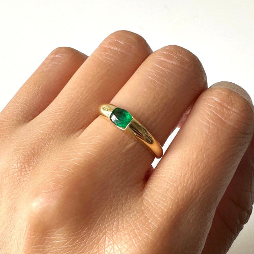 Bague 53 Single Tulip - Bague en or 18K avec émeraude 58 Facettes GBR1225GN