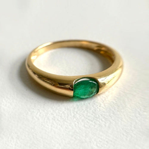 Bague 53 Single Tulip - Bague en or 18 carats et émeraude ovale 58 Facettes GBR1225GN