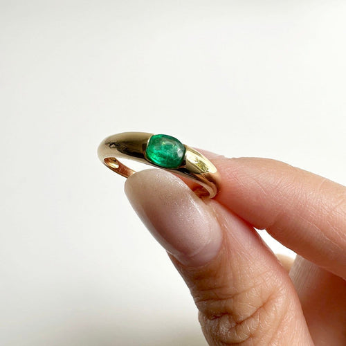 Bague 53 Single Tulip - Bague en or 18 carats et émeraude ovale 58 Facettes GBR1225GN
