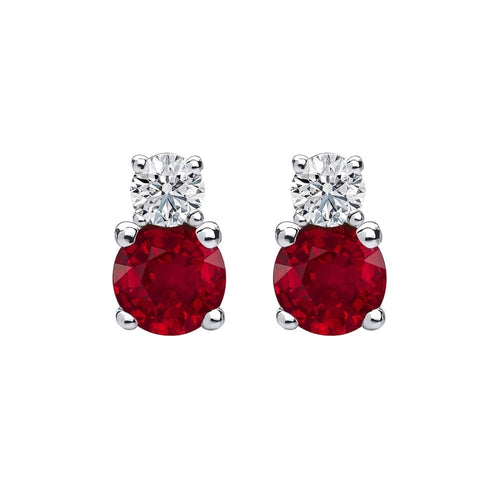Boucles d'oreilles Single Tulip - Boucles d'oreilles en or blanc, rubis et diamants 58 Facettes GER1337RB