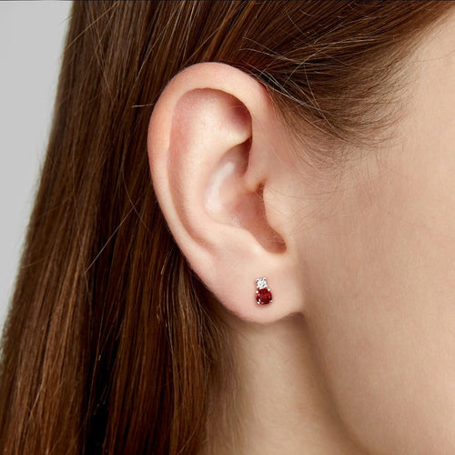 Boucles d'oreilles Single Tulip - Boucles d'oreilles en or blanc, rubis et diamants 58 Facettes GER1337RB