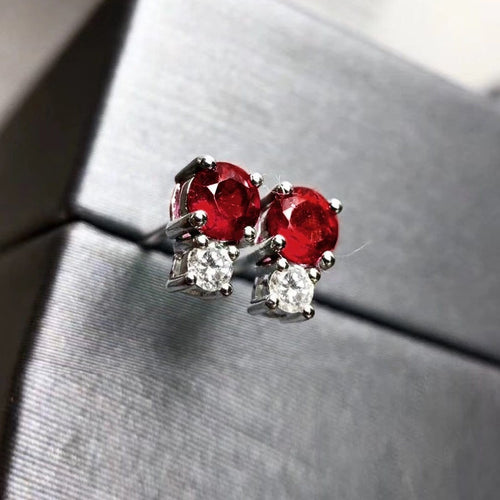 Boucles d'oreilles Single Tulip - Boucles d'oreilles en or blanc, rubis et diamants 58 Facettes GER1337RB
