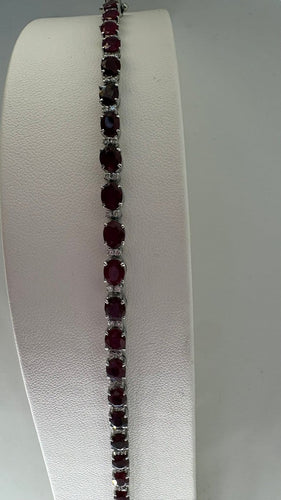 Bracelet Bracelet rivière en or blanc, rubis et diamants 58 Facettes Bracelet 001