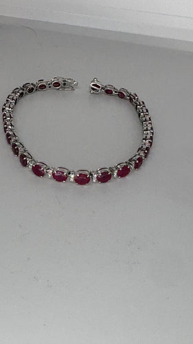 Bracelet Bracelet rivière en or blanc, rubis et diamants 58 Facettes Bracelet 001