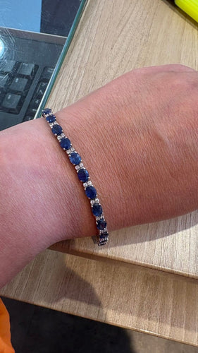 Bracelet Bracelet rivière en or blanc, saphirs et diamants 58 Facettes Bracelet 001