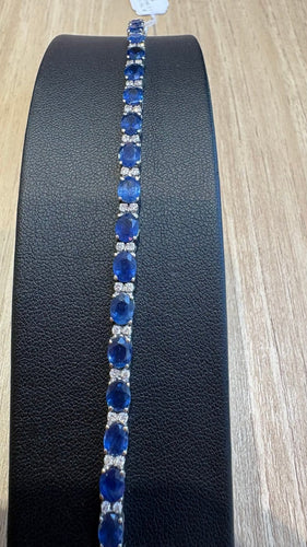 Bracelet Bracelet rivière en or blanc, saphirs et diamants 58 Facettes Bracelet 001