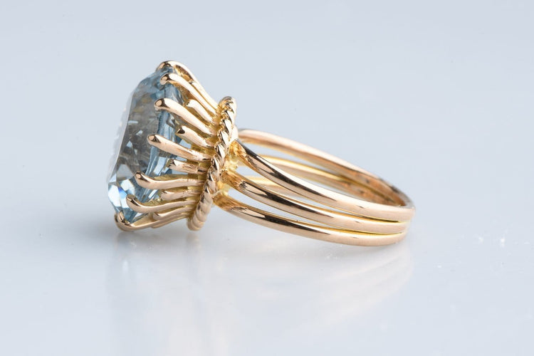 Bague 50 Bague topaze bleue en or jaune 18K 58 Facettes BGTOP12GOC765-107
