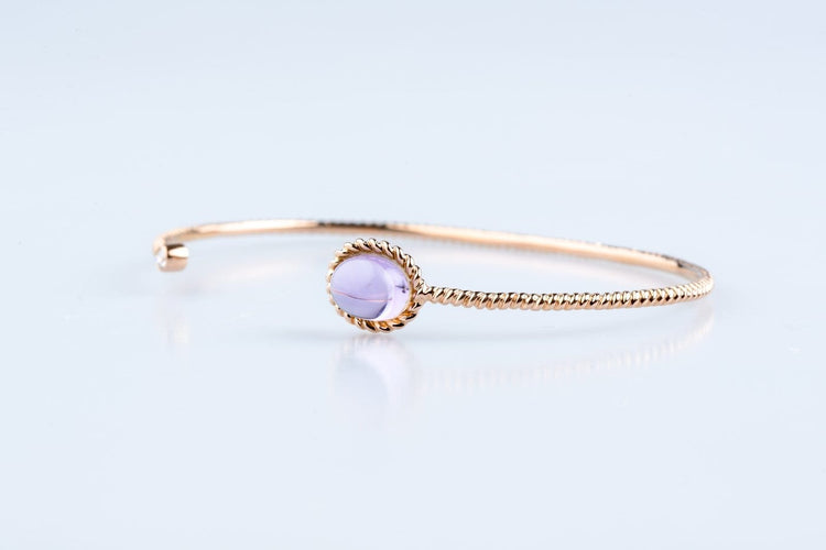Bracelet Bracelet améthyste cabochon et diamant en or jaune 18K 58 Facettes BRAMTCB895-107